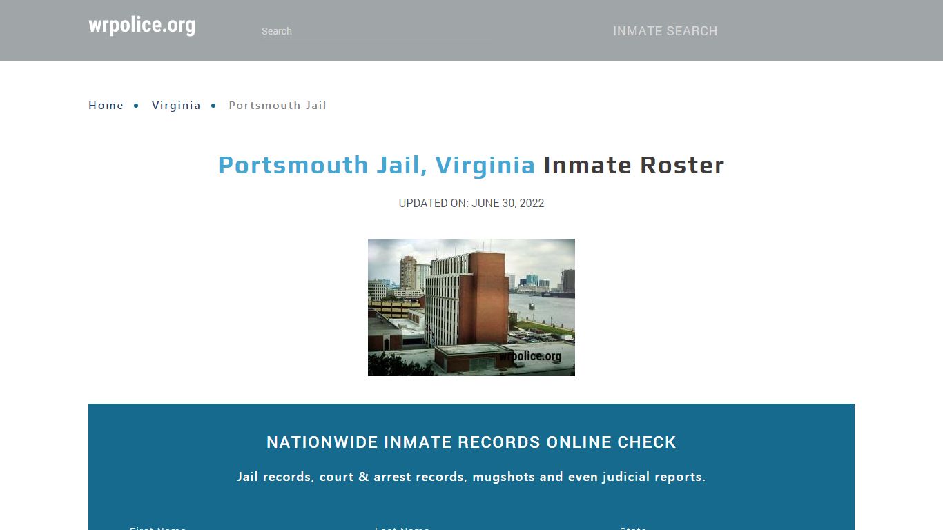 Portsmouth Jail, Virginia - Inmate Locator